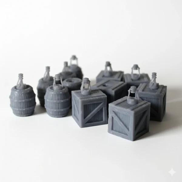 SLA 3D tisk beden a barelů pro deskovou hru